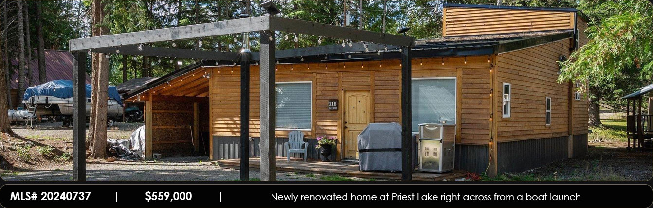 newly renovated home at Priest Lake right across from a boat launch